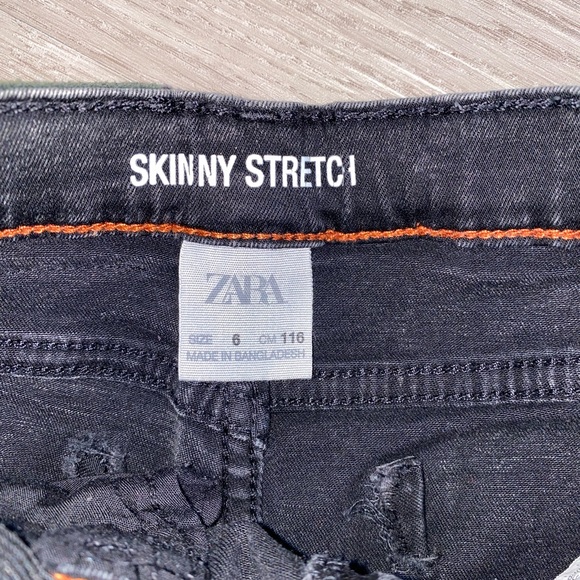 Zara boys black skinny stretch jeans sz 6 - Picture 3 of 5